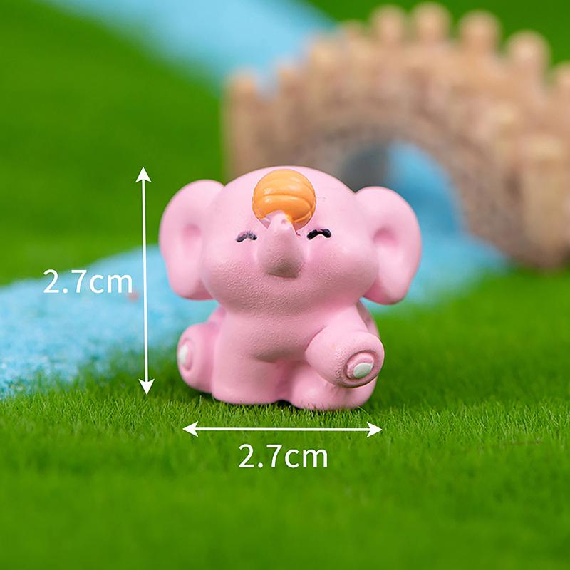 Mini Pink Elephant Ornament Cute Animal Figurine Dollhouse Micro Landscape Car Decoration Miniature Toy