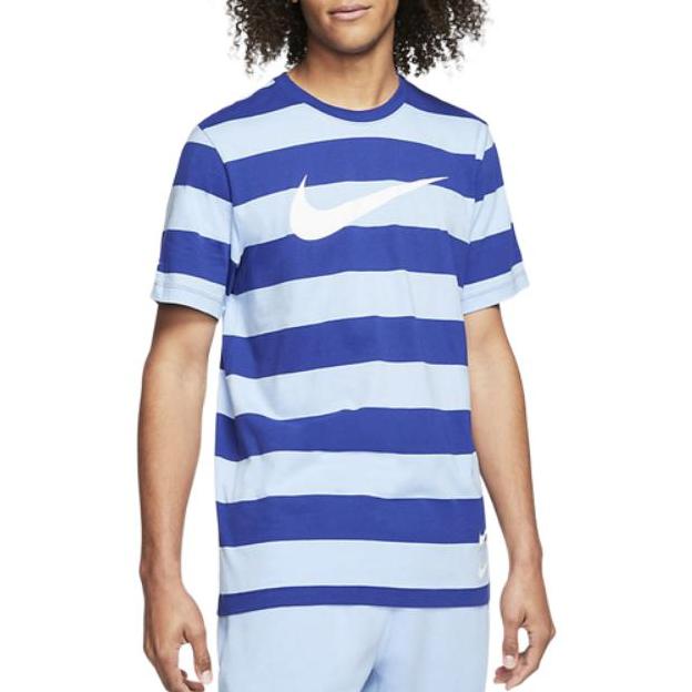Nike Swoosh Stripe Short Sleeve T-Shirt Men Tops Blue CQ5197-436