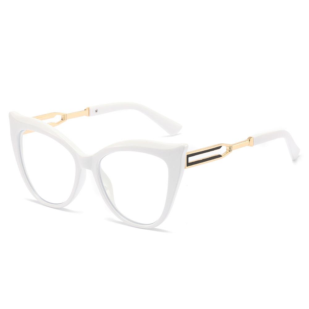 Hot-Selling Cat Eye Anti-Blue Glasses Large Frame Ins Flat Light Glasses Frame Myopia Can Be Matched With Degree Glasses Plain Face