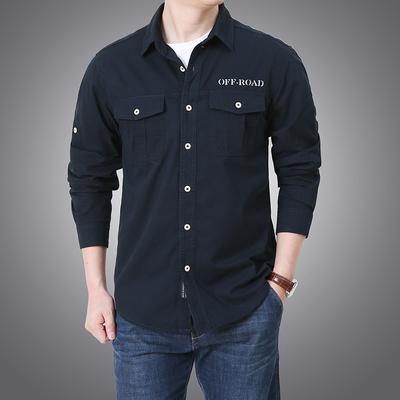 Spring and Autumn Long-sleeved Shirts Cotton Multi-pocket Military Uniforms Plus Size Men's Casual Shirt Thin Section