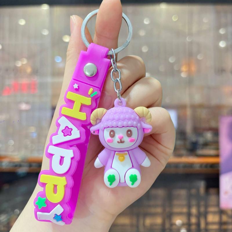 Cute Cartoon Sheep Keychains Soft Pvc Material Colorful Wrist Strap Backpack Pendant Birthday Gifts For Kids And Friends