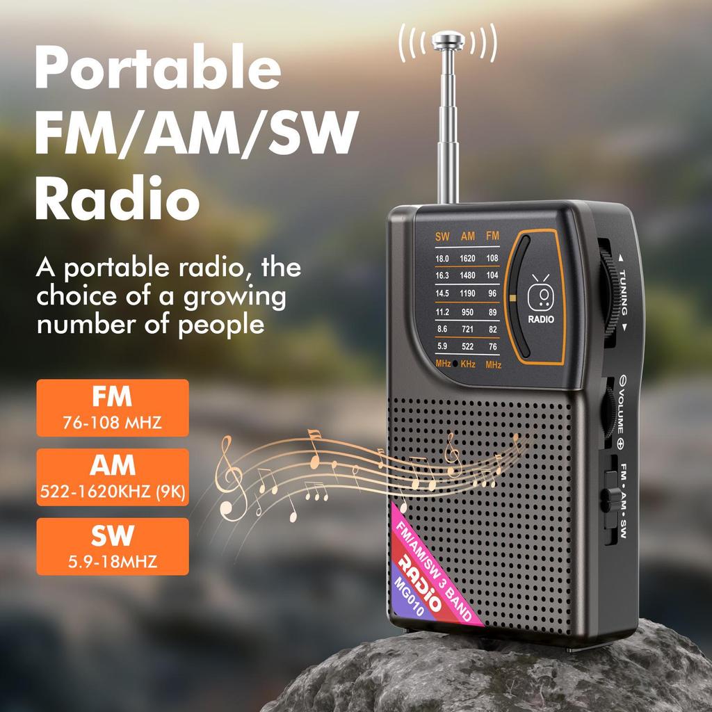 Portable Multi-Band FM/AM/SW Radio for Outdoor Use and Seniors