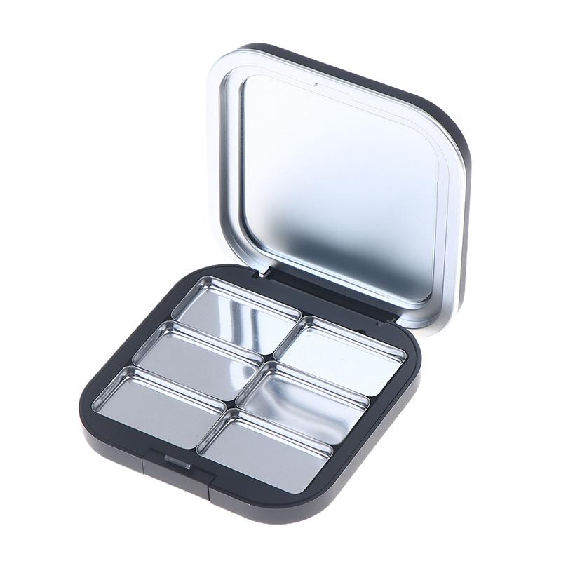 Empty Square Makeup Palette Magnetic Suction With Mirror Eyeshadow Blush Matte Black Box With Pan Cosmetic Blush Container