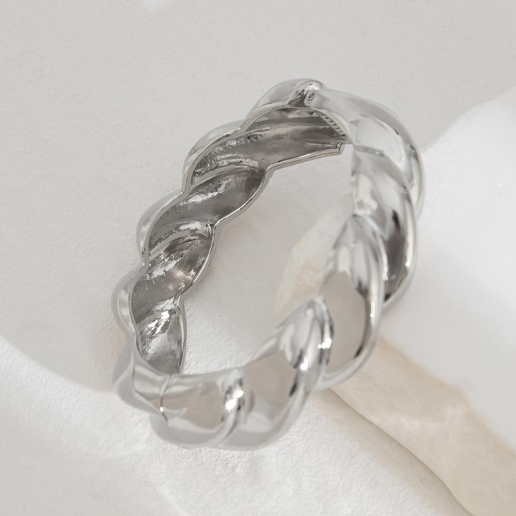 Exaggerated Metal Smooth Thread Stacked Bracelet, Personalized Retro Geometric Hexagonal Mirror Bracelet