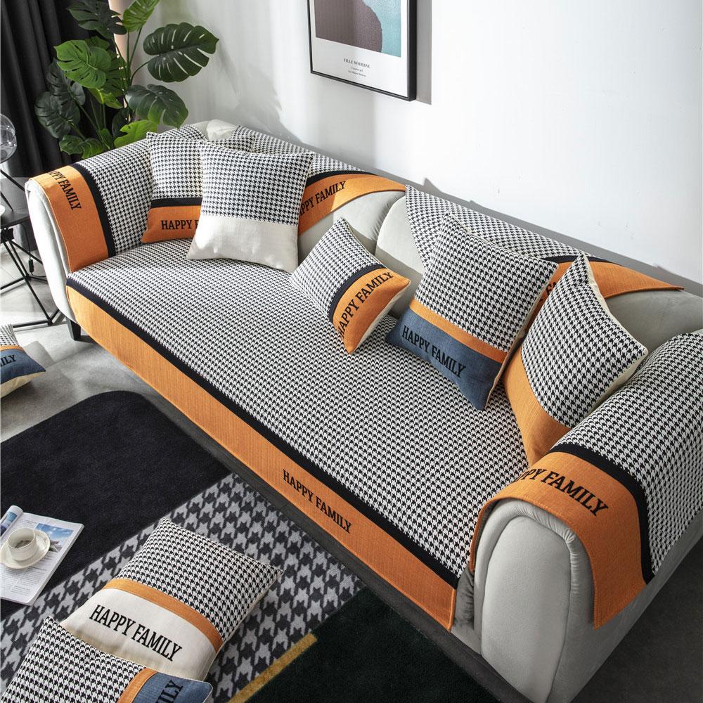 Husă de lux pentru canapea din chenilă cu carouri, 3 locuri, antiderapantă, patchwork jacquard, husă pentru canapea, fotoliu rabatabil, protector de mobilier în formă de L