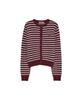 SUNBURNPROJECT Cashmere Stripe Round Cardigan, Burgundy