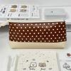 PU Leather Pen Bag Brown Pencil Pouch Waterproof Stationery Bag  School Office