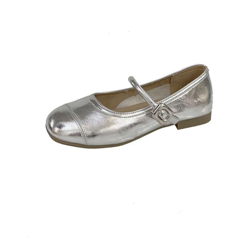 Fashion 2025 NEW Fashionable and Simple Soft Lightweight Leather Women's Shoes Flat Bottom Round Toe Retro Flats Summer Shoes
