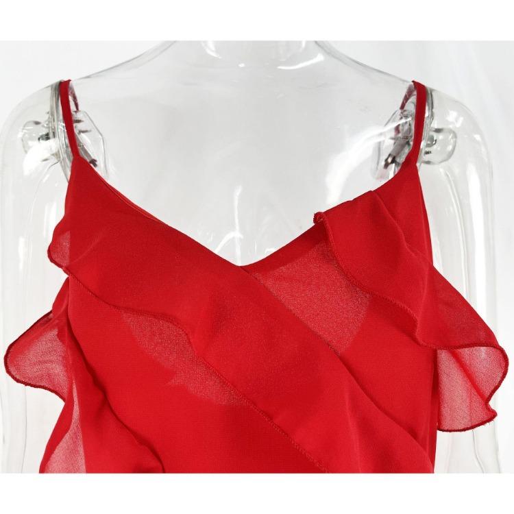 Backless Elegant Maxi Dress Women Sexy Ruffle Sundresses Sleeveless Spaghetti Strap Club Party