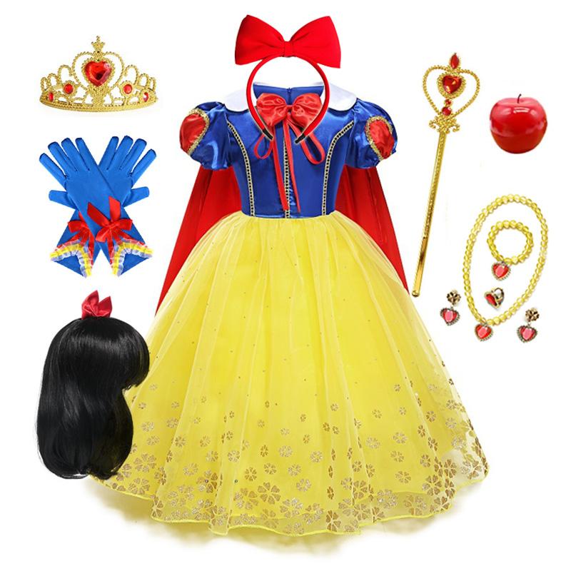 Vestido de Princesa Blancanieves para Niñas con Capa Disfraz Cosplay de Hada para Niños Fiesta de Cumpleaños Carnaval Ropa Disfraz de Halloween