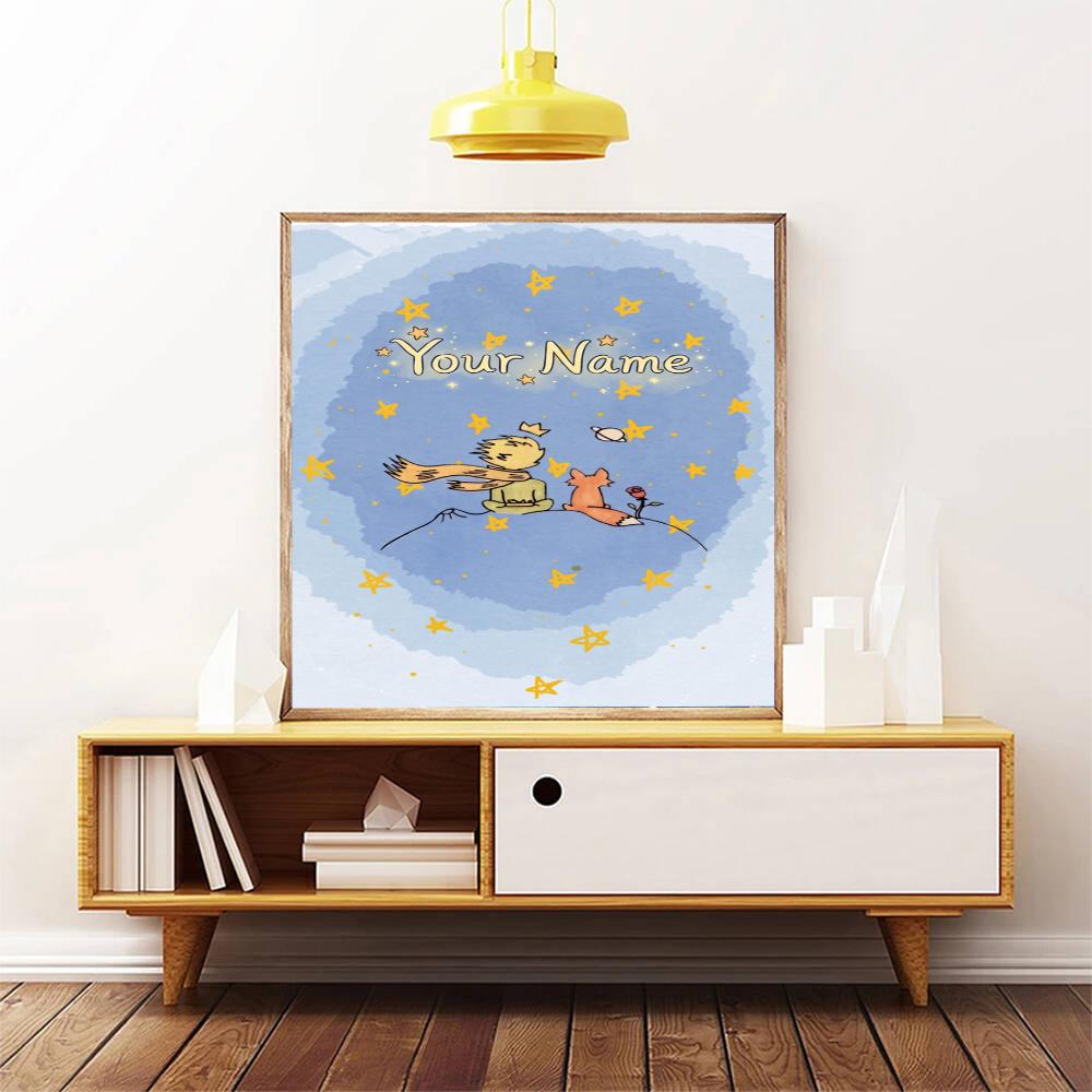 Little Prince Customize Your Name Diamond Painting Round Diamond Rhinestones Mosaic Diamond Embroidery Wall Paintings Rhinestones Gift Frameless