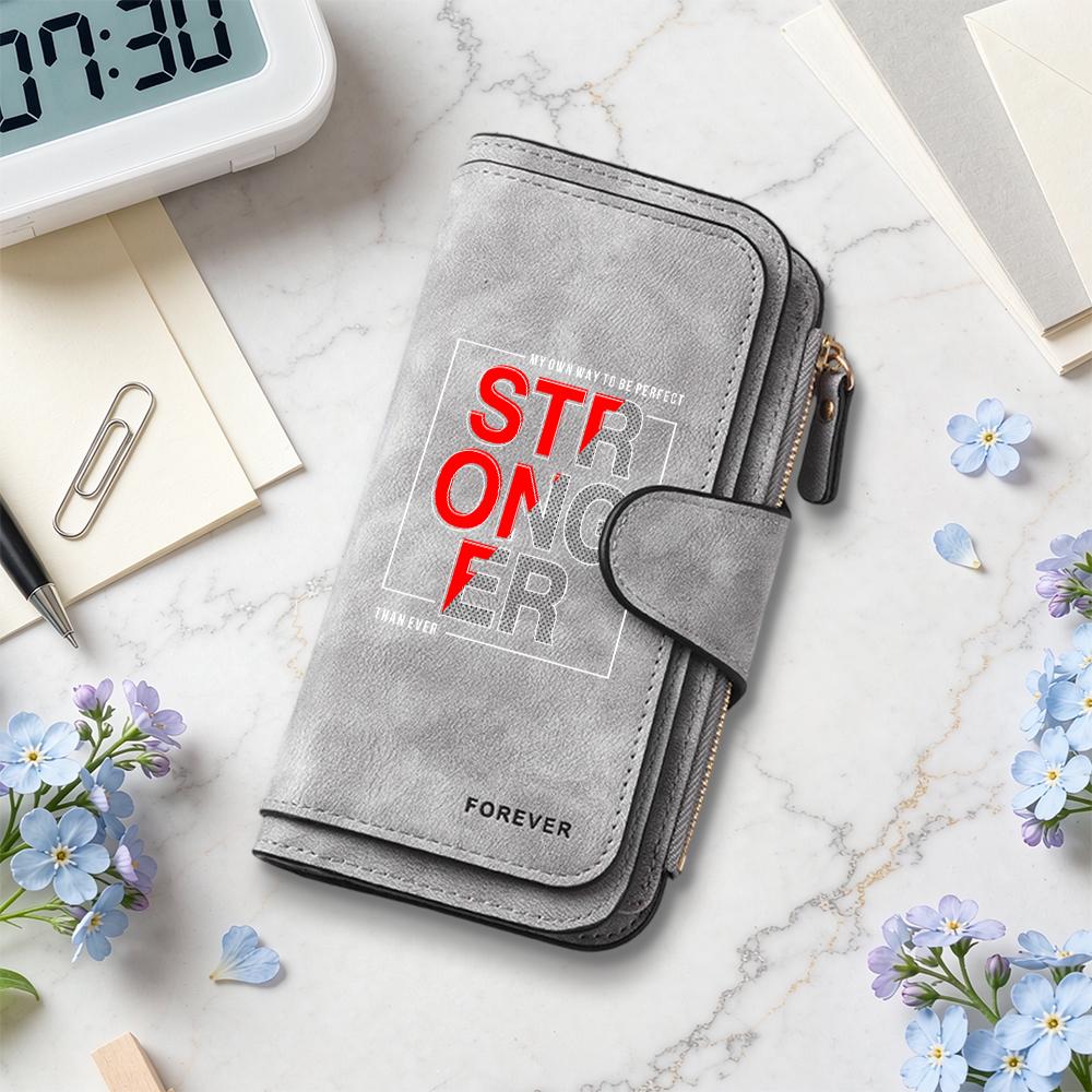 Stronger Letter Printed Casual Long Wallet Multi Slot Portable Fashion Purse