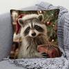 1pc Pillowcase, Fun Raccoon Christmas Throw Pillow Cover, Soft Comfortable Polyester Short Plush Fabric, Single-Sided Print, Multi-Size Options: 45.72