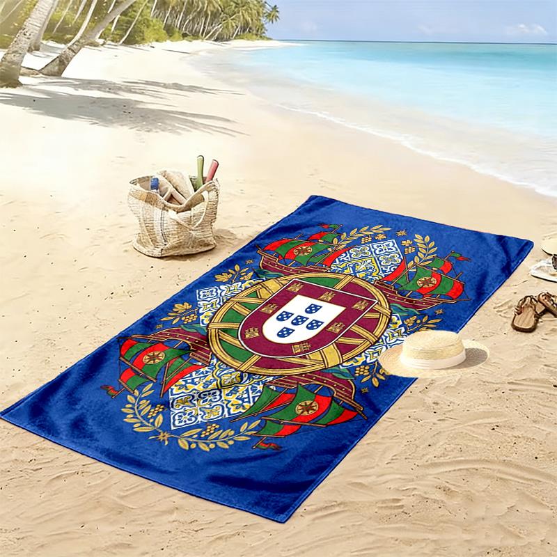 Portuguese Heritage Emblem Beach Towel Beach Towel for Vacation Photos Soft Absorbent Bath Towel Quick-drying Swim Towel Swim Beach