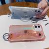 Shockproof Transparent Wrist Strap Laser Case For Iphone 14 13 12 Pro Max Xr Xs Max 13 14pro Max Clear Phone Holder Back Cover