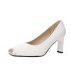 Trendy French Square Head High Heels Women's 2025 Summer New Thick Heel Light Mouth Color Matching Temperament Versatile Gray Single Shoes
