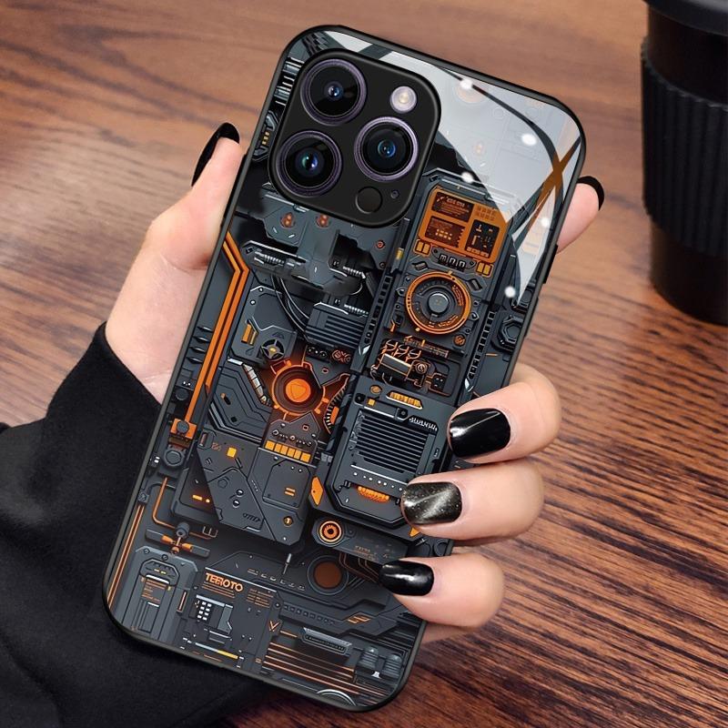 Creative Circuit Board Pattern Tempered Glass Material Black Phone Case For Samsung Galaxy S25 S24 S23 Ultra Plus FE Cover