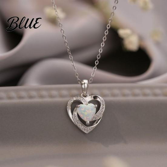 Colorful Stone Pendant Faux Crystal Heart Infinity Necklace Sparkly Rhinestone