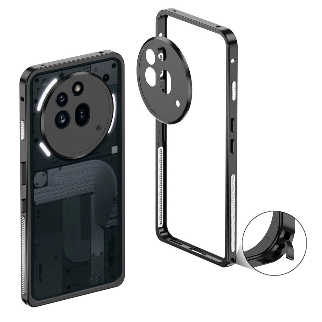 For Nothing Phone (3a) Pro Bumper Cases Metal Frame Heat Dissipation Cover with Lens Protector