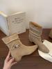 Inner height increase and thin short boots autumn and winter new simple design retro pleated stacking boots short boots