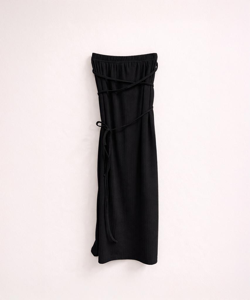 320 Showroom Belt Detail Long Skirt Black