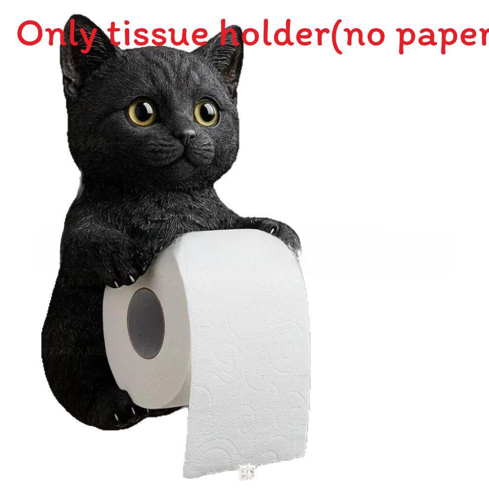 Cat Paper Holder Resin Cute Cat Design Wall Mount Tissue Dispenser For Bathroom Decor