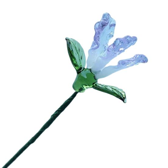 Ručně foukaná skleněná květinová dekorace s drátěným stonkem, ručně vyráběná figurka s barevnou glazurou, květinová váza, ozdoba do domácího obývacího pokoje, na kancelářský stůl