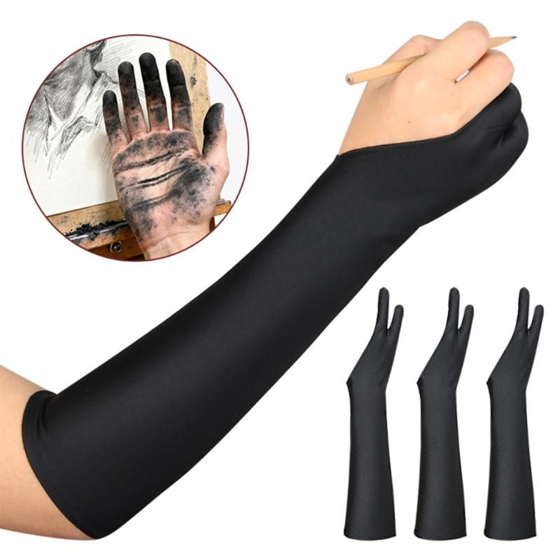 1 Pair Comfortable Elastic Long Sleeve Gloves for Artists Gardeners Anti Stain Breathable Design Painting Gloves