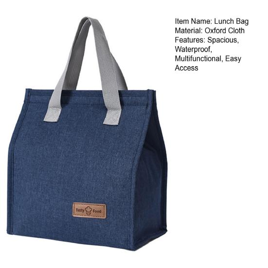 Insulated Lunch Bag Oxford Cloth Thermal Lunch Box Storage Bag Aluminum Foil Lining Handbag for Office School Picnic Food Lunch Storage