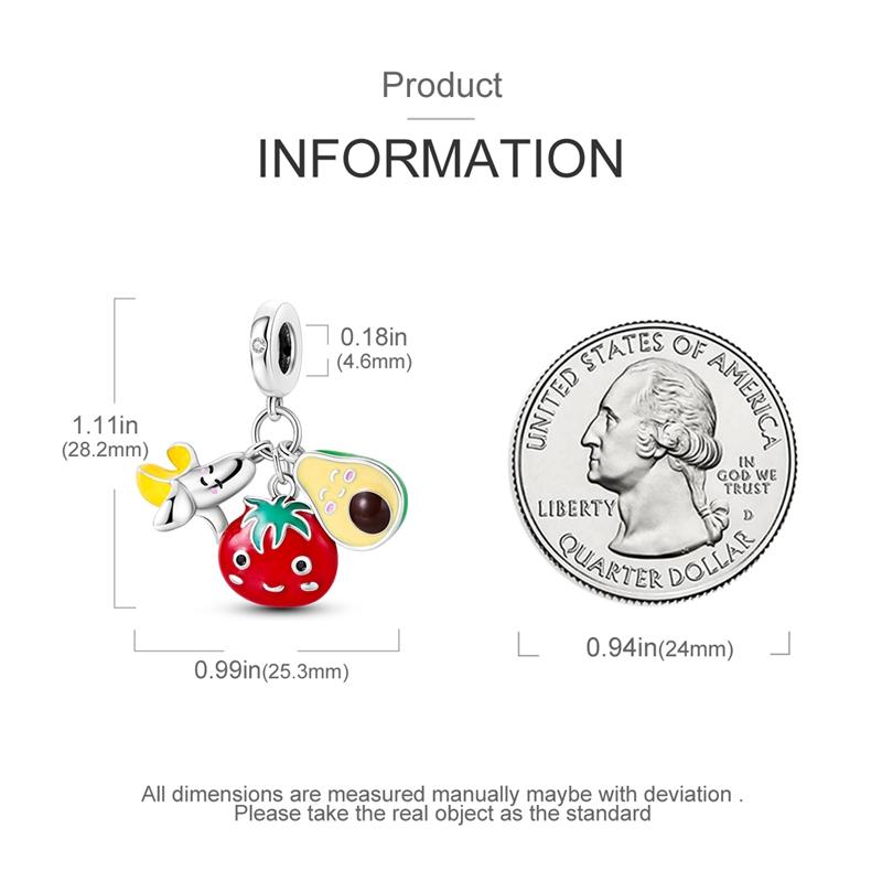 Charms Copper Avocado Banana And Tomato Pendant Beads Fit Charms Plata Original Bracelet Beads Women Jewellery Making