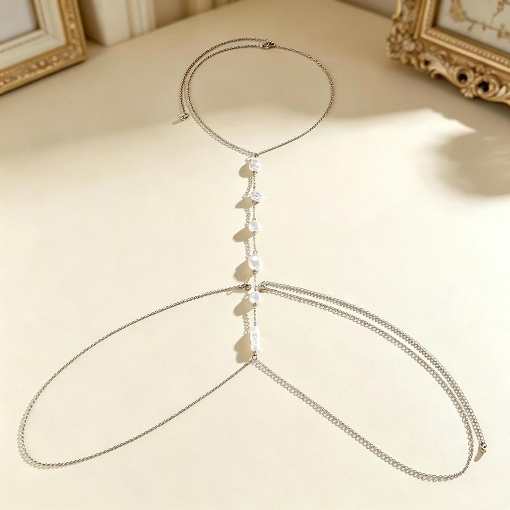 European & American Irregular Baroque Faux Pearl Bikini Chain - Sexy Fashionable Body Ornament