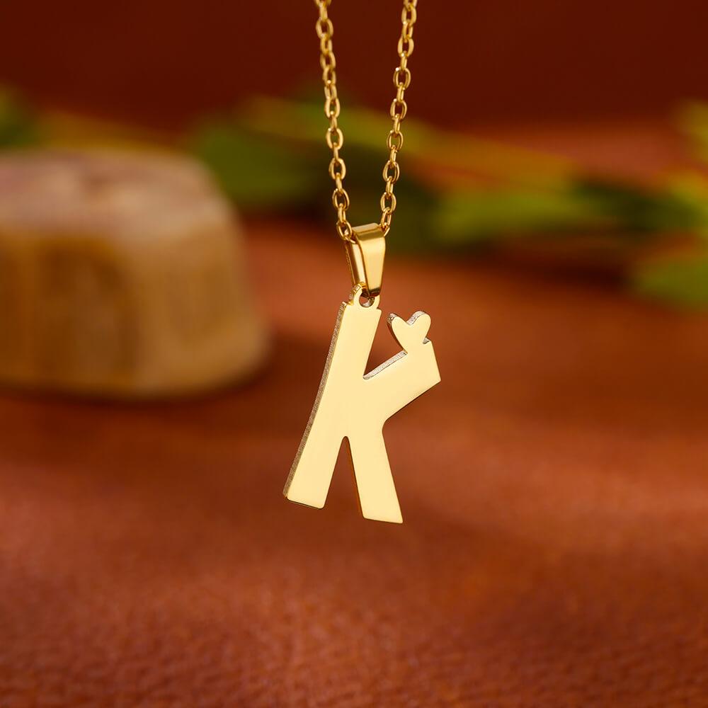 Stainless Steel Heart Initial Letter Necklace for Women Gold Plated Alphabet Pendant Necklaces Vintage Waterproof Jewelry Gifts