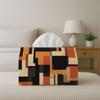2D Flat 1pc Modern Abstract Artistic Tissue Box Geometric Block Pattern Orange Brown Modern Design, Perfect for Holiday Tables, Family Dinners, and Ba