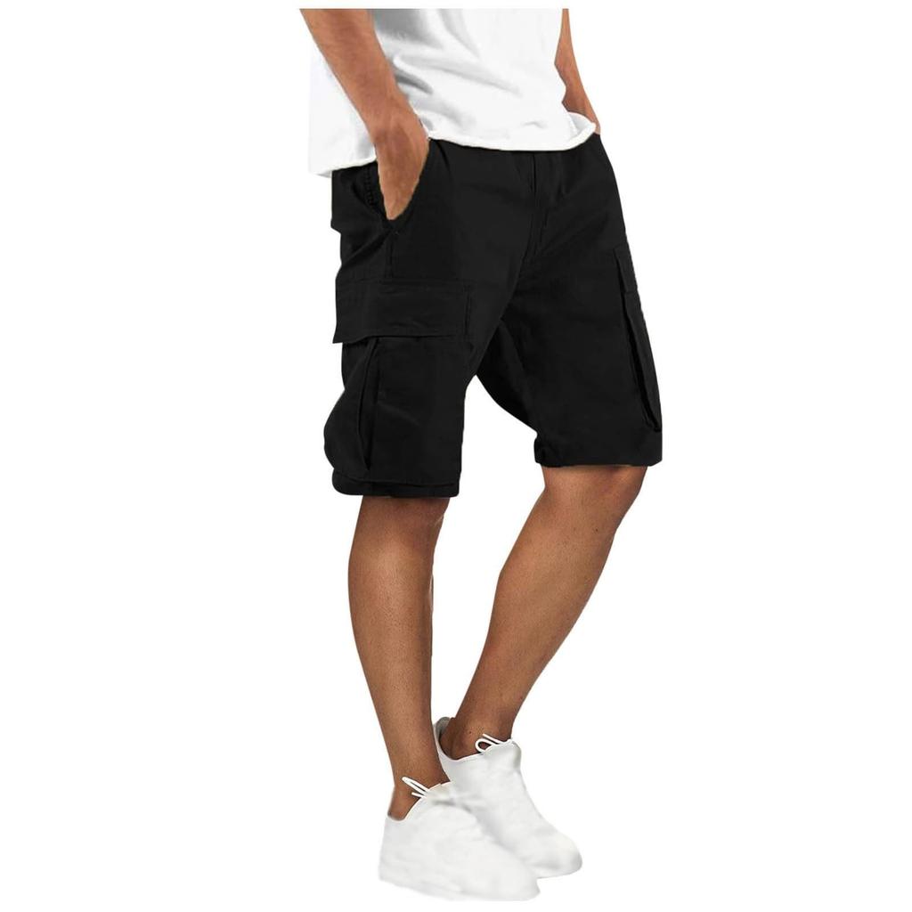 Pantaloni de lucru casual confortabili pentru bărbați, culoare uni, cu buzunare multiple