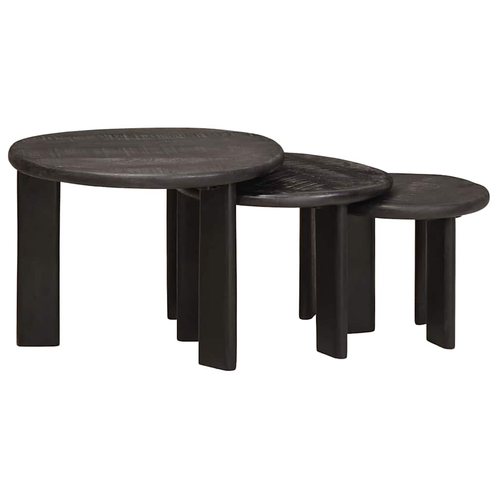 Nesting Coffee Tables Set 3 pcs White Solid Mango Wood