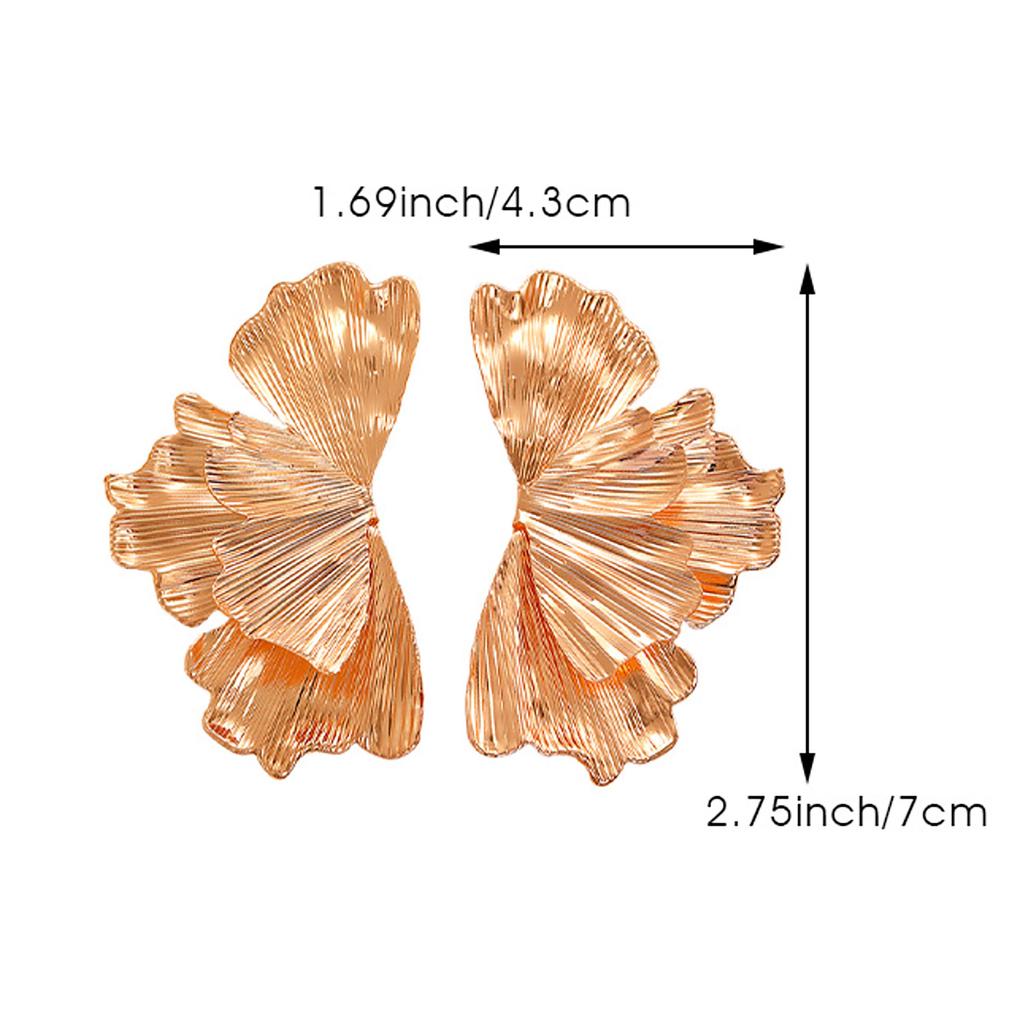 Fashion Minimalist Punk Style Alloy Ginkgo Leaf Folded Flower Earrings For Women