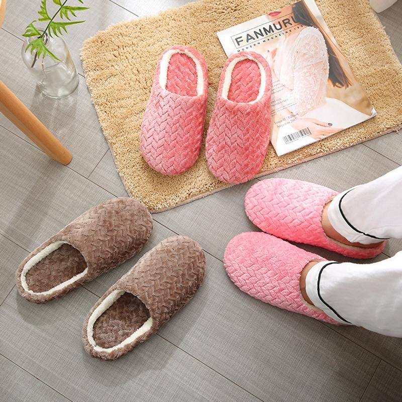 2022 Soft Sole Slippers Men Women Indoor Floor Flat Shoes Autumn Winter Warm Home Cotton Warm Plush Bedroom Slides