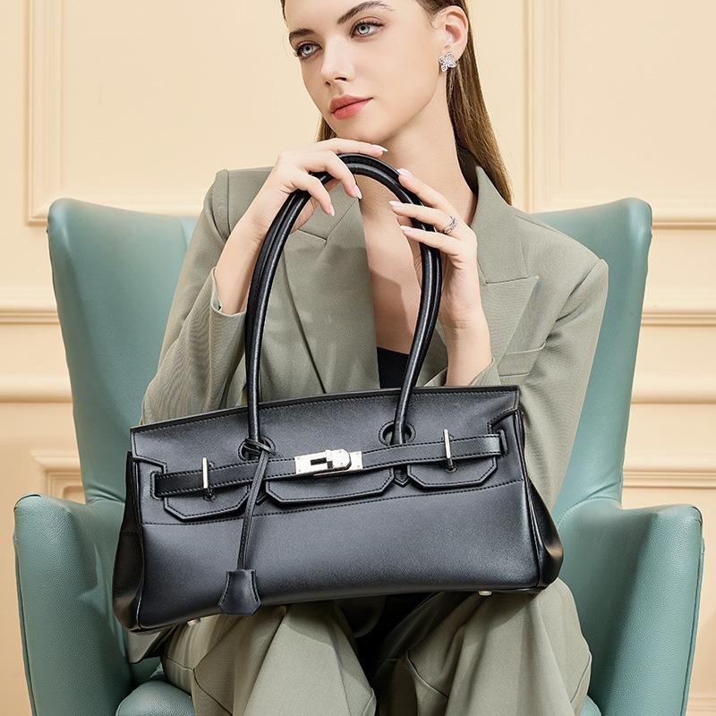 Platinum bag large capacity light luxury high sense armpit bag portable commuter cowhide fashion tote new shoulder bag