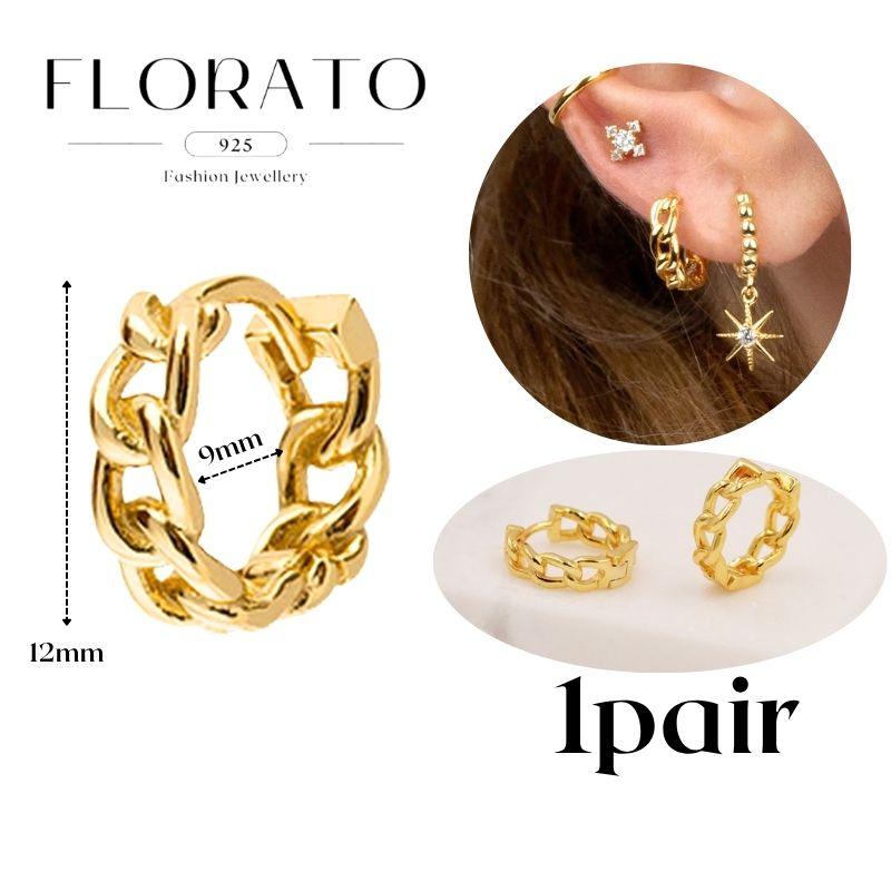 Perforation 925 Silver Ear Needle Minimalist Hoop Earrings Metallic Gold Earrings For Women CZ Fashion Jewelry