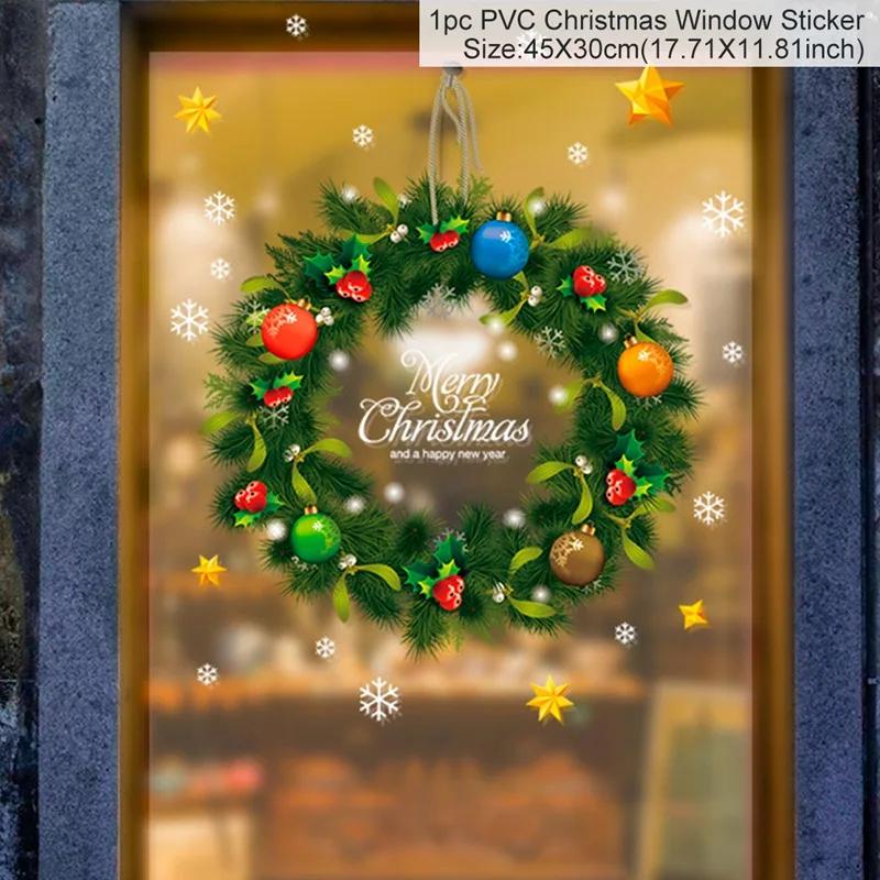 Christmas Wall Window Stickers Marry Christmas Decoration For Home 2025 Christmas Ornaments Xmas Navidad Gift New Year 2025
