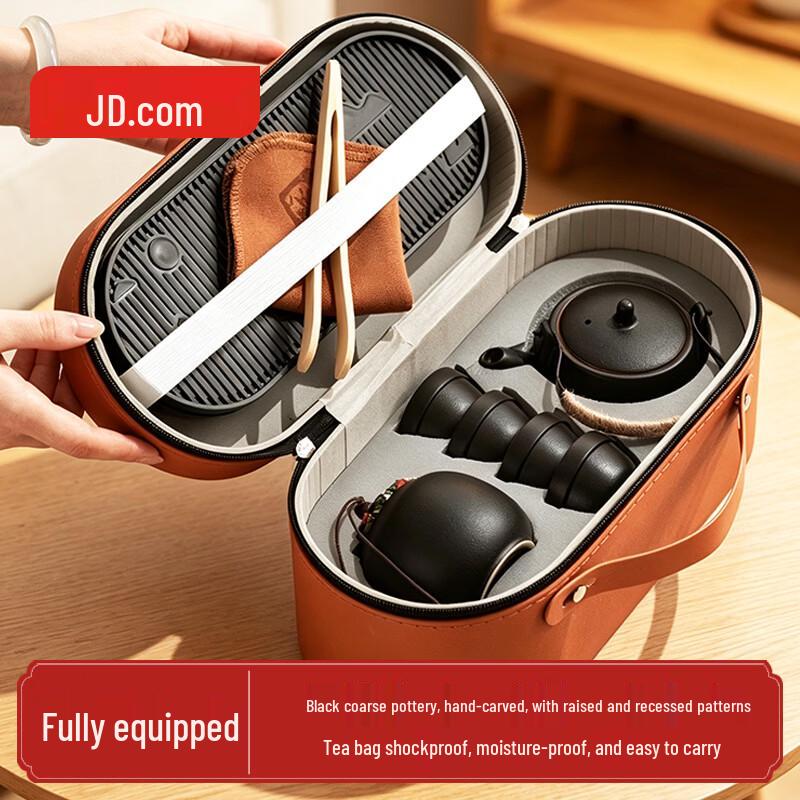 Jingzao Portable Black Ceramic Travel Tea Set
