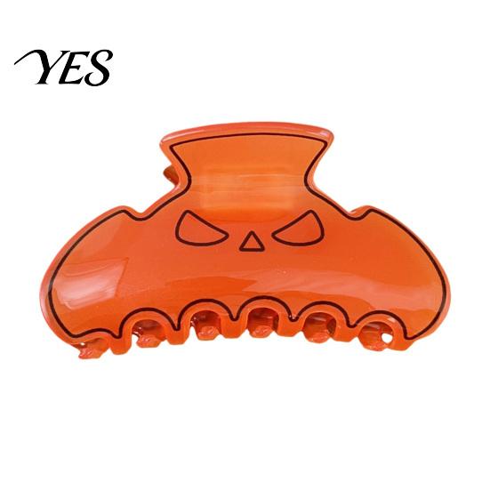 Halloween Themed Hair Clip High Elasticity Spring Claw, Translucent Jelly Texture Shark Clip, Claw for Women Pumpkin-Bat Design Back Head Daily