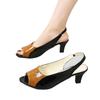 Sandals women's medium heel thick heel 2025 summer new soft leather cool slippers wear European and American fish mouth large size women's shoes