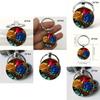 Red Yellow Blue Rose Design Keyring With Zinc Alloy And Glass For Collectors Item