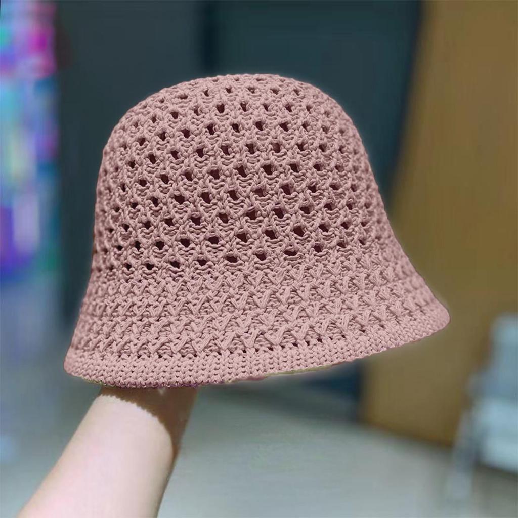 Handmade Crochet Bucket Hat Lightweight Breathable Summer Sun Protection Wide Brim Cap for Outdoor Activities Travel Beach
