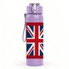 1PC England Union Jack Flag 750ml Color Plastic Sports Water Bottle Leakproof Flip Straw Lid For Sports Office Home Use