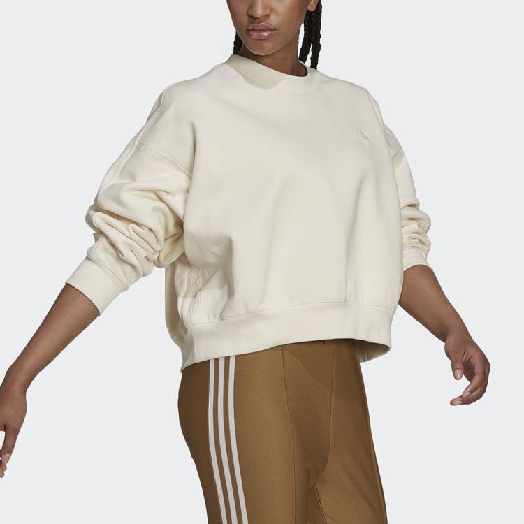Adidas Originals Trefoil Sports Pullover Short Sleeve Round Neck Sweatshirt Women sweatshirt Pink White H22827