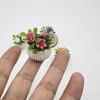 1Pcs Doll House Living Room Scene Decoration Mini Rose Plant Potted Plants Model Miniature Landscape Handicrafts