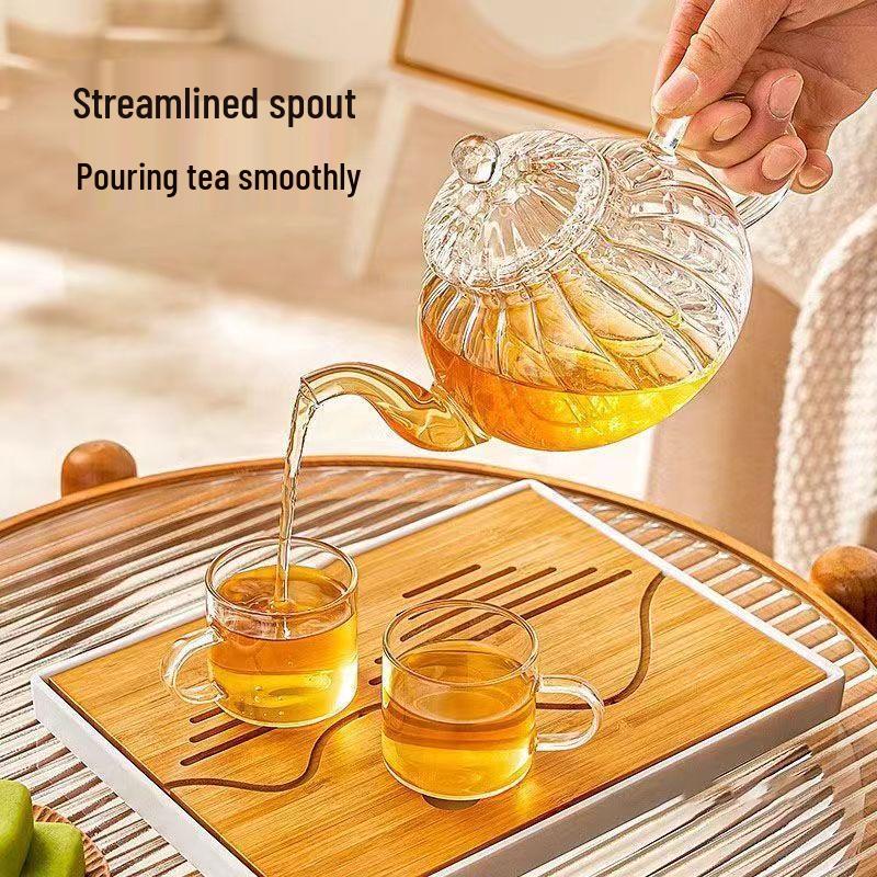 Striped Glass Flower Teapot