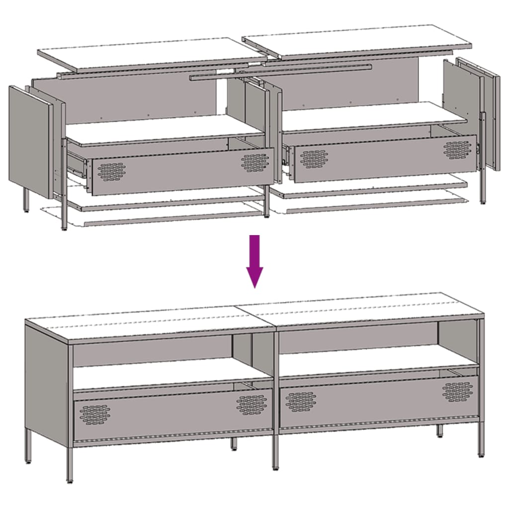 TV Stand Black 135 x 39 x 43.5 cm Cold Rolled Steel
